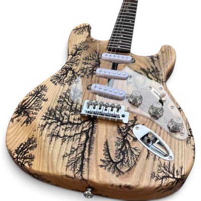 Custom Regent SRV White Crimson Stained Lichtenberg Finish Electric Guitar