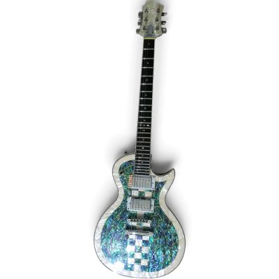 Custom Abyss James Blue Green Abalone Mosaic Mother of Pearl Borders Electric Guitar - Image 8