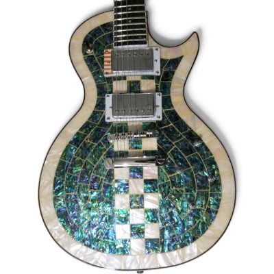 Custom Abyss James Blue Green Abalone Mosaic Mother of Pearl Borders Electric Guitar