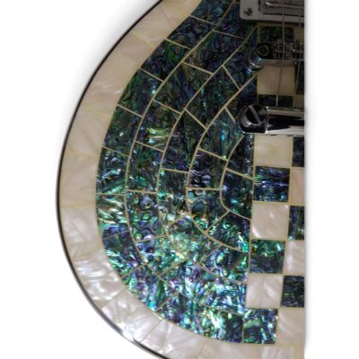 Custom Abyss James Blue Green Abalone Mosaic Mother of Pearl Borders Electric Guitar - Image 5