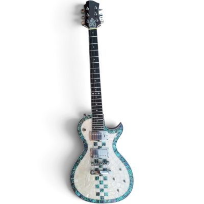 Custom Abyss Ronnie Wood White Mother of Pearl Mosaic Top Abalone Electric Guitar - Image 7