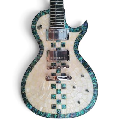 Custom Abyss Ronnie Wood White Mother of Pearl Mosaic Top Abalone Electric Guitar