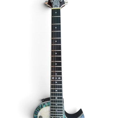 Custom Abyss Ronnie Wood White Mother of Pearl Mosaic Top Abalone Electric Guitar - Image 4