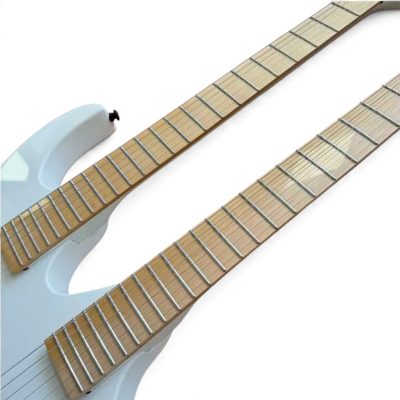 Custom Axis Paul Gilbert Fhole White Double Neck 6 and 6 String Electric Guitar - Image 6