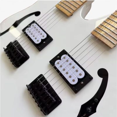 Custom Axis Paul Gilbert Fhole White Double Neck 6 and 6 String Electric Guitar - Image 5
