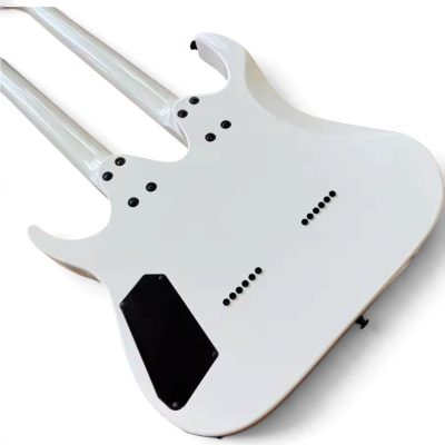 Custom Axis Paul Gilbert Fhole White Double Neck 6 and 6 String Electric Guitar - Image 4