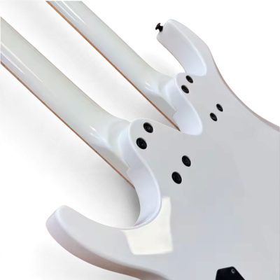 Custom Axis Paul Gilbert Fhole White Double Neck 6 and 6 String Electric Guitar - Image 3