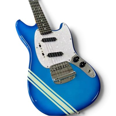 Custom Regent Mustang Kurt Blue Light Teal Stripes Electric Guitar - Image 7