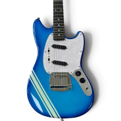 Custom Regent Mustang Kurt Blue Light Teal Stripes Electric Guitar - Image 5
