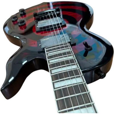 Custom Titan Red Black Wylde Grail Psychic Bullseye Rawtop Electric Guitar - Image 7