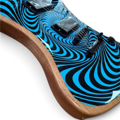 Custom Titan Explorer Black Blue Nomad Norse Dragon Bullseye Audio Wylde Rune Fretboard Inlays Guitar - Image 7