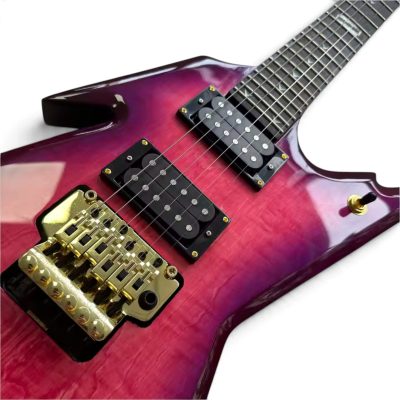 Custom Tempest Trans Royal Purple Burst Dimebag Razorback Flying V Floyd Rose Tremolo Guitar ML - Image 8
