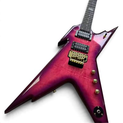 Custom Tempest Trans Royal Purple Burst Dimebag Razorback Flying V Floyd Rose Tremolo Guitar ML - Image 6