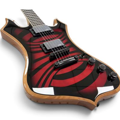 Custom Titan Explorer Black Red Nomad Norse Dragon Bullseye Audio Wylde Rune Fretboard Inlays Guitar - Image 8