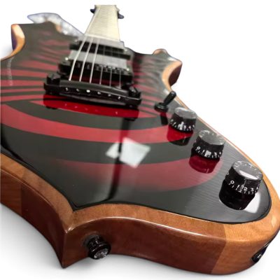 Custom Titan Explorer Black Red Nomad Norse Dragon Bullseye Audio Wylde Rune Fretboard Inlays Guitar - Image 4