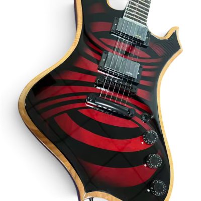 Custom Titan Explorer Black Red Nomad Norse Dragon Bullseye Audio Wylde Rune Fretboard Inlays Guitar - Image 3