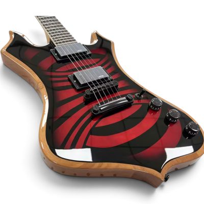 Custom Titan Explorer Black Red Nomad Norse Dragon Bullseye Audio Wylde Rune Fretboard Inlays Guitar