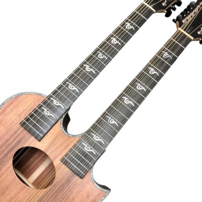 Custom Aurelius Double Neck Acoustic Guitar Koa Solid Spruce Top 6 String 12 String - Image 4