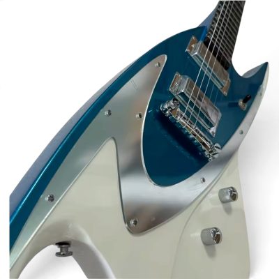 Custom Empire Todd 400 Black Metallic Blue White Shark Inlays Guitar - Image 2