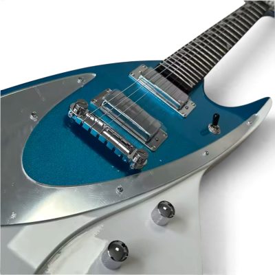 Custom Empire Todd 400 Black Metallic Blue White Shark Inlays Guitar - Image 7