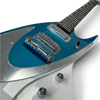Custom Empire Todd 400 Black Metallic Blue White Shark Inlays Guitar - Image 5