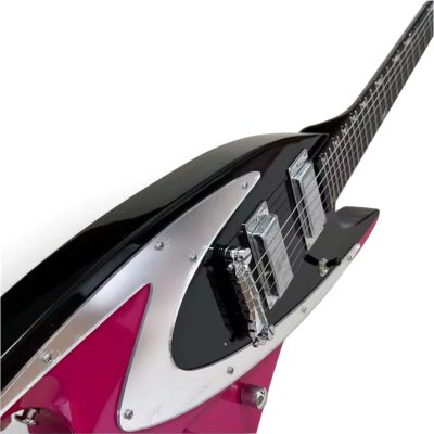Custom Empire 400 Black Pink Magenta Shark Inlays Guitar - Image 10
