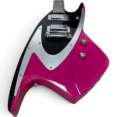Custom Empire 400 Black Pink Magenta Shark Inlays Guitar - Image 8