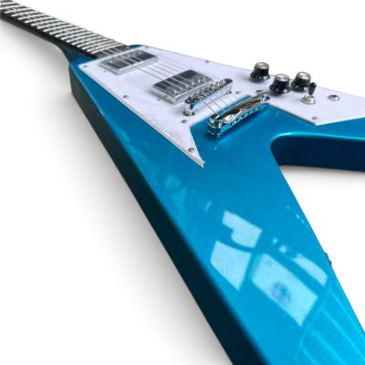 Custom Crown Flying V Jimi Hendrix Metallic Lake Pelham Blue Electric Guitar - Image 10
