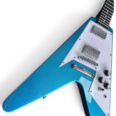 Custom Crown Flying V Jimi Hendrix Metallic Lake Pelham Blue Electric Guitar - Image 8