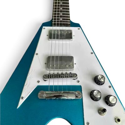 Custom Crown Flying V Jimi Hendrix Metallic Lake Pelham Blue Electric Guitar - Image 6