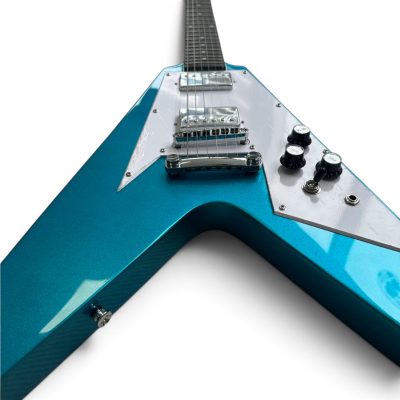 Custom Crown Flying V Jimi Hendrix Metallic Lake Pelham Blue Electric Guitar