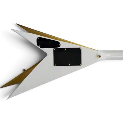 Custom Silverpine Vinnie Vincent Flying Double V Pearl White Gold Bevels Guitar Floyd Rose Tremolo - Image 4