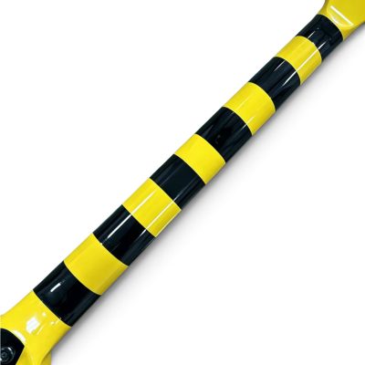 Custom Aurelius Michael Parallaxe Yellow And Black Stryper Stripes Floyd Rose Tremolo Guitar Flying V - Image 3