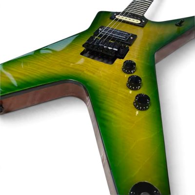 Custom Tempest Darrell Slime Green Burst Dimebag ML Finish Flying V Guitar - Image 10