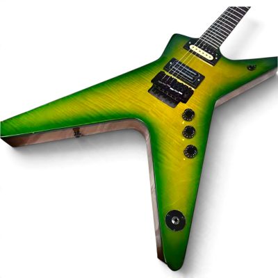 Custom Tempest Darrell Slime Green Burst Dimebag ML Finish Flying V Guitar - Image 3