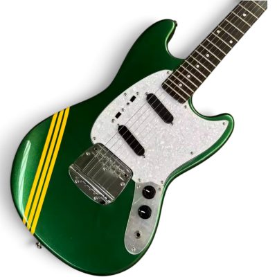 Custom Regent Mustang Kurt Sherwood Green Metallic Yellow Stripes Electric Guitar - Image 8