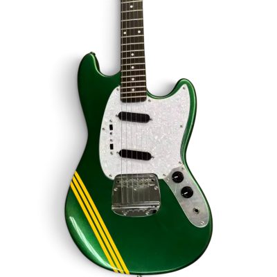 Custom Regent Mustang Kurt Sherwood Green Metallic Yellow Stripes Electric Guitar