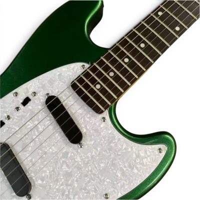 Custom Regent Mustang Kurt Sherwood Green Metallic Yellow Stripes Electric Guitar - Image 6