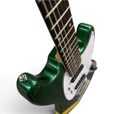 Custom Regent Mustang Kurt Sherwood Green Metallic Yellow Stripes Electric Guitar - Image 5
