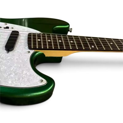 Custom Regent Mustang Kurt Sherwood Green Metallic Yellow Stripes Electric Guitar - Image 2