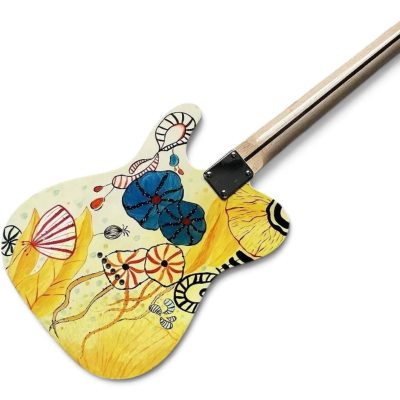 Custom Regent Bruce Hand Painted Lotus Flower Art Finish Electric Guitar - Image 6