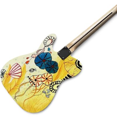 Custom Regent Bruce Hand Painted Lotus Flower Art Finish Electric Guitar - Image 3
