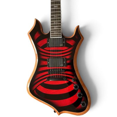 Custom Titan Explorer Red Black Nomad Norse Dragon Audio Wylde Rune Fretboard Inlays Electric Guitar