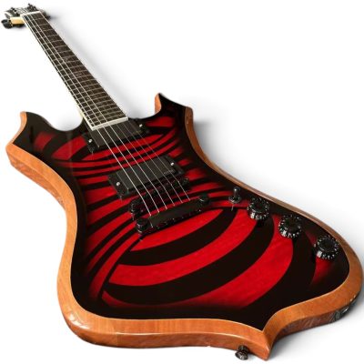 Custom Titan Explorer Red Black Nomad Norse Dragon Audio Wylde Rune Fretboard Inlays Electric Guitar - Image 2
