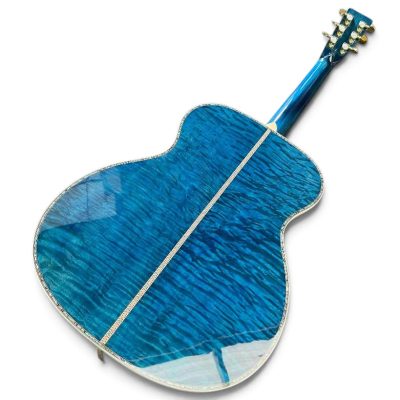 Custom Vertex Blue Solid Spruce Top OM45 Abalone Bindings Acoustic Guitar - Image 7