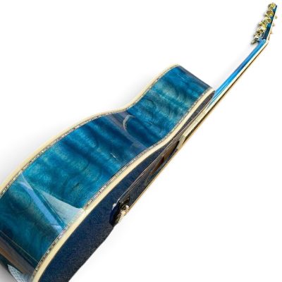 Custom Vertex Blue Solid Spruce Top OM45 Abalone Bindings Acoustic Guitar - Image 6