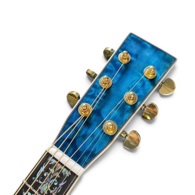 Custom Vertex Blue Solid Spruce Top OM45 Abalone Bindings Acoustic Guitar - Image 5