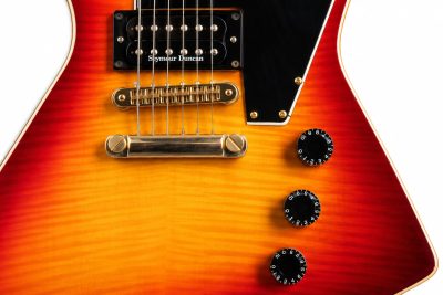 Custom Crown Cherry Sunburst Flamed Maple Top Modernistic Explorer Electric Guitar - Image 6