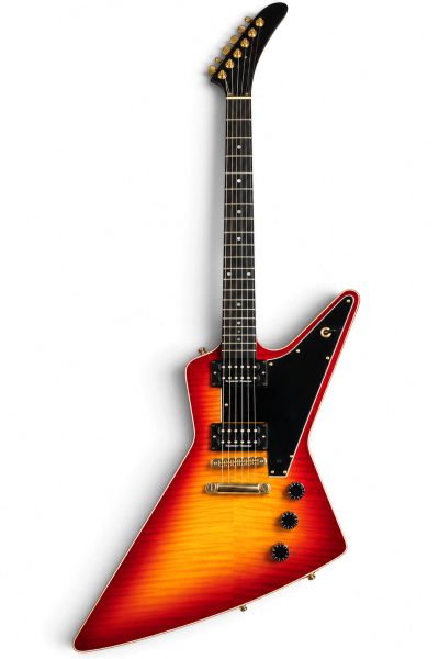 Custom Crown Cherry Sunburst Flamed Maple Top Modernistic Explorer Electric Guitar - Image 5