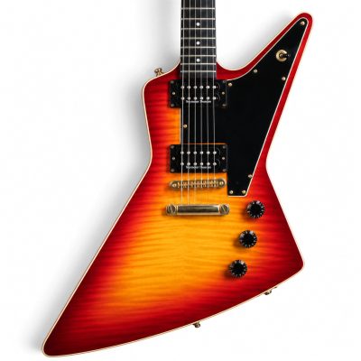 Custom Crown Cherry Sunburst Flamed Maple Top Modernistic Explorer Electric Guitar